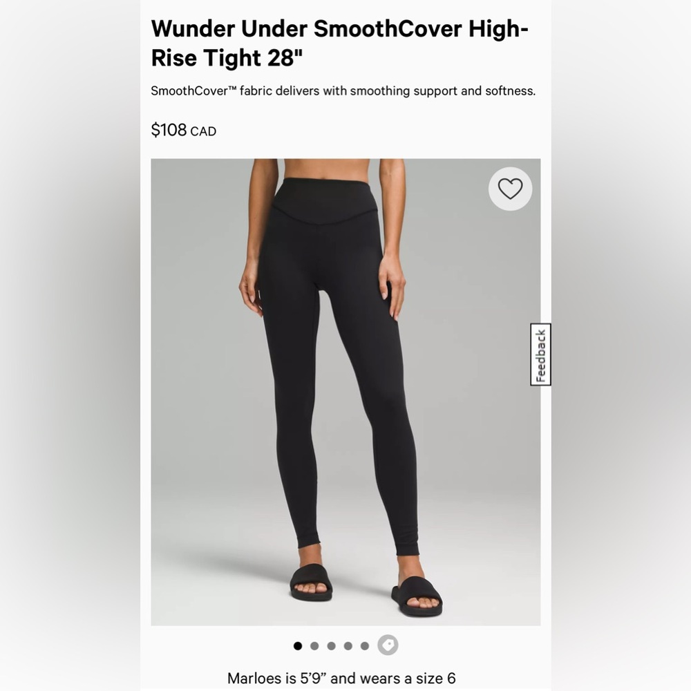 Lululemon  Wunder Under SmoothCover HR Tight 28" BLK size 8